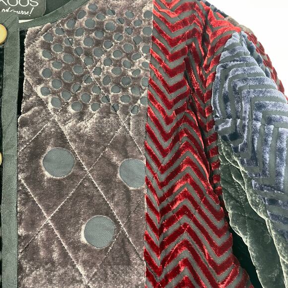 Koos Of Course Velvet Burnout QVC Quilted Jacket Silk Blend Women's Size Small - Picture 5 of 15